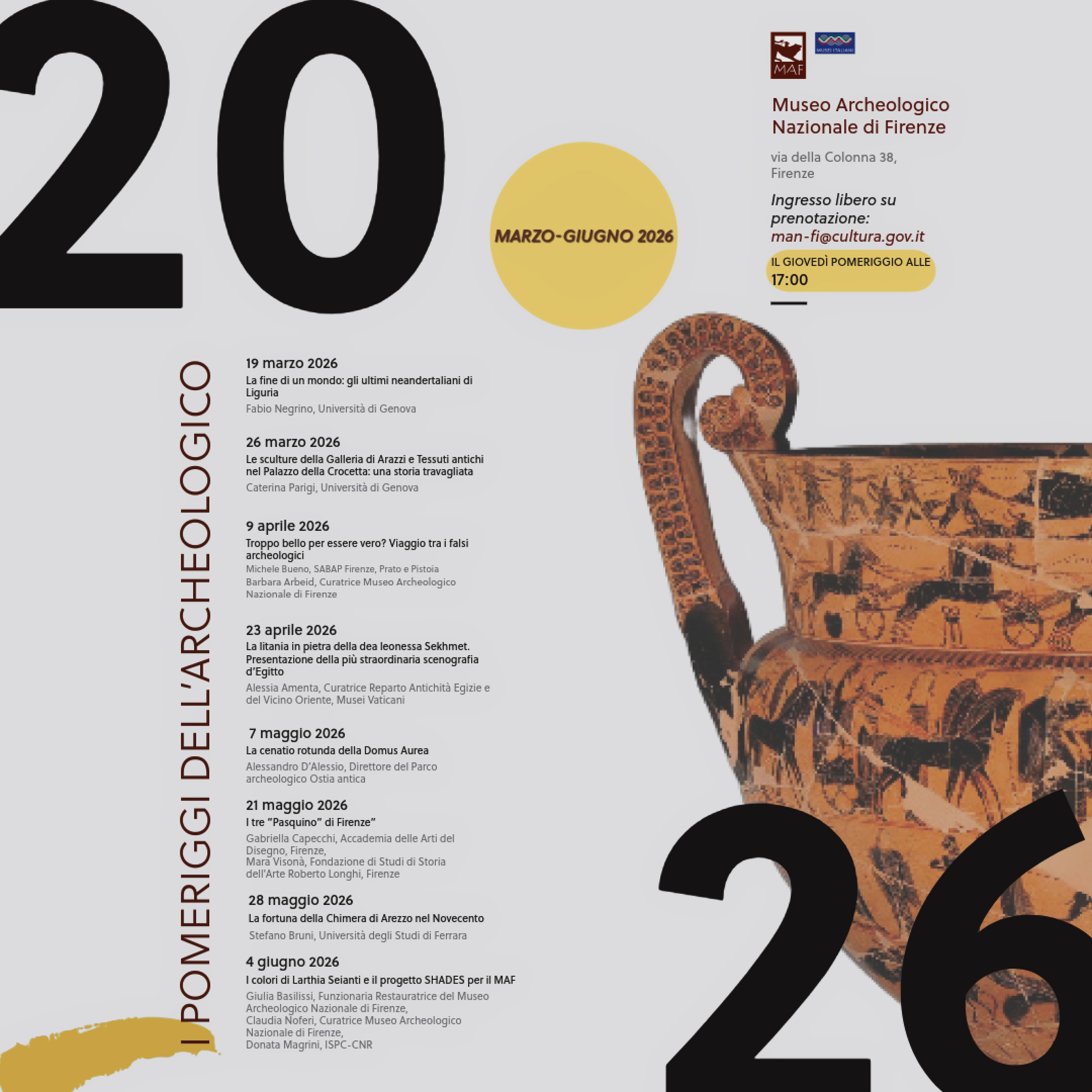 Continua la rassegna dei "Pomeriggi dell'Archeologico" al Museo archeologico nazionale di Firenze